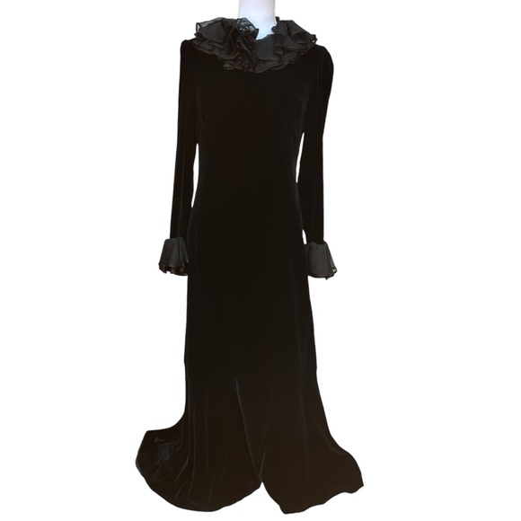 Nina ricci Vintage black long maxi dress size 4/6 velvet dress whimsigoth moody - Picture 2 of 16